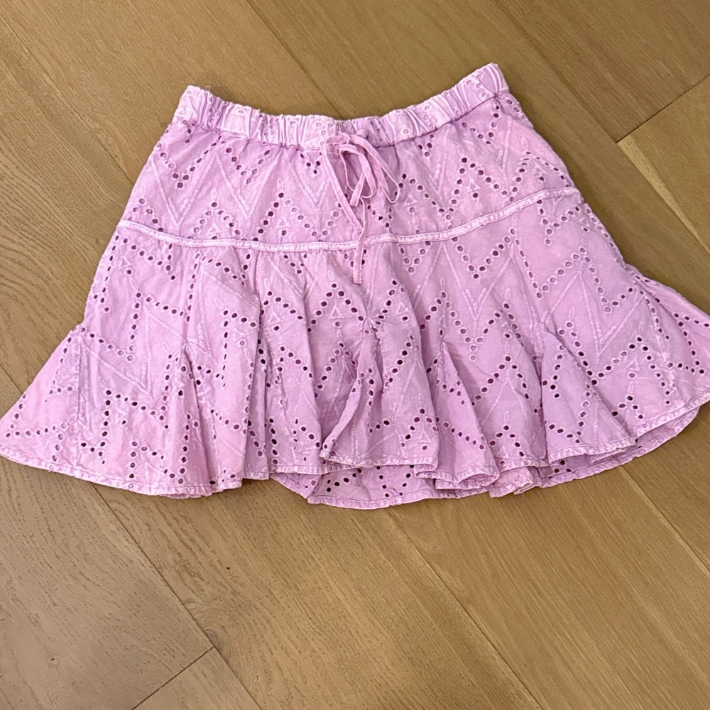 Easel Lilac Eyelet Mini Skirt